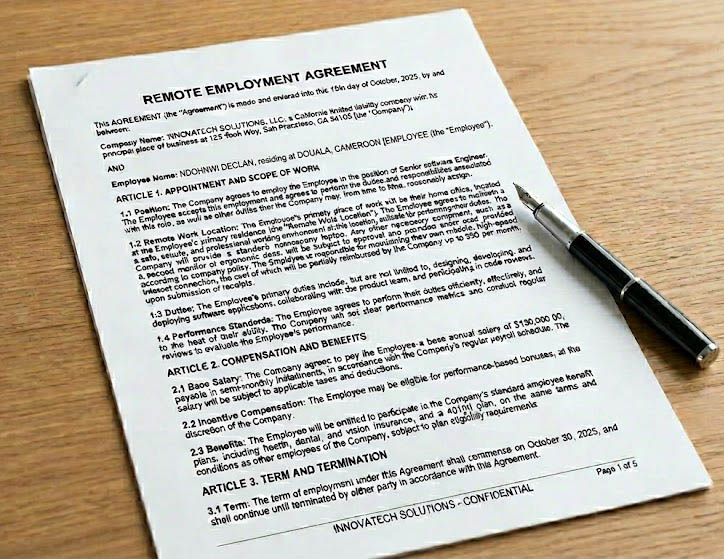 Remote employment contract — Ndohnwi Declan